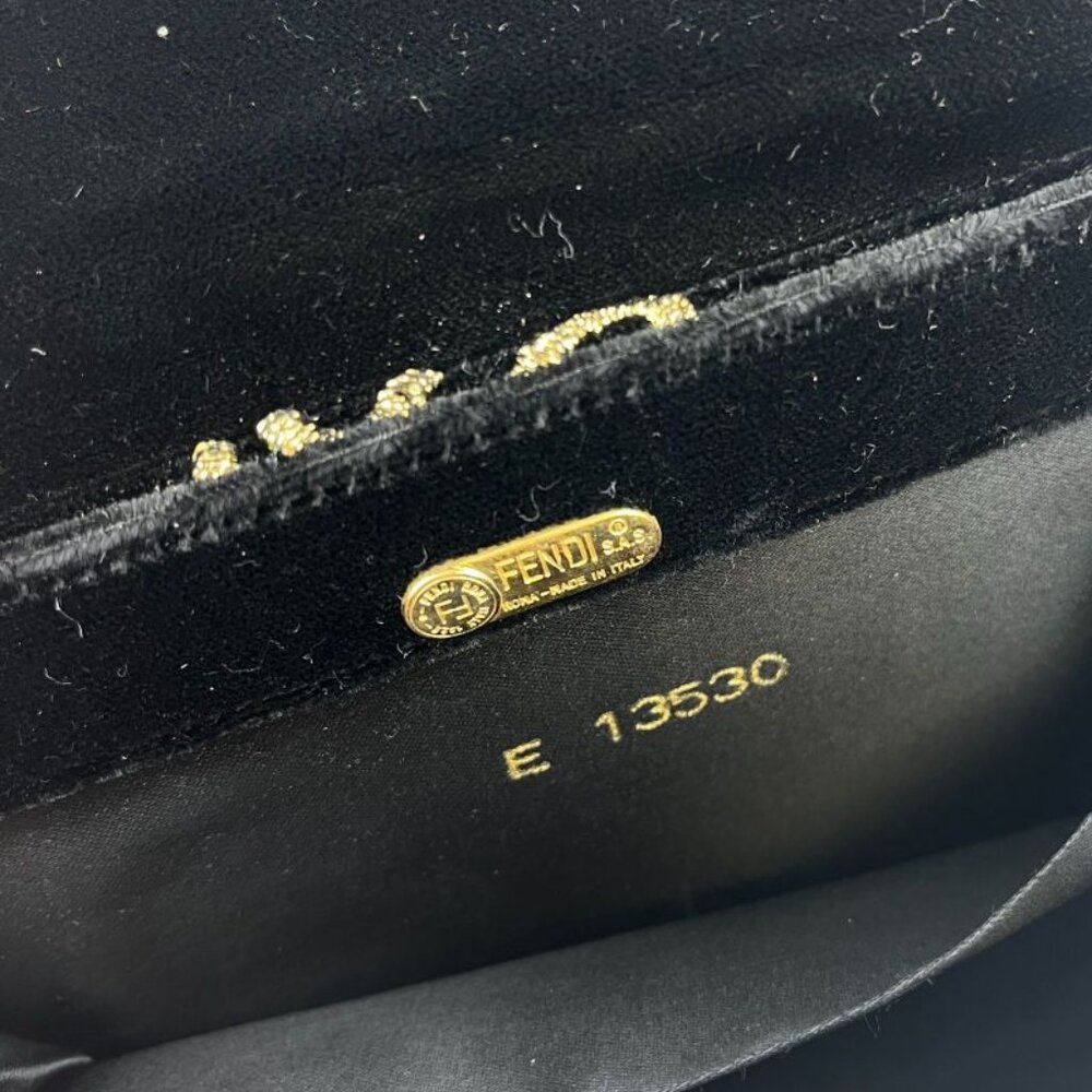 ★SOLD★ Fendi Shoulder Bag Pochette Black Velour Vintage - Picture 16 of 16